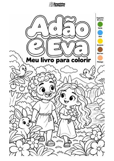 Capa de Adão e Eva para colorir